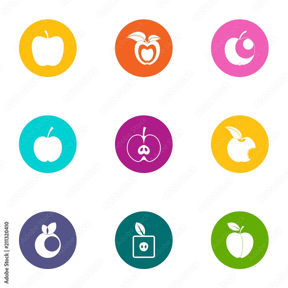 Poster applesauce icons set. flat set of 9 applesauce vector icons for web isolated on white background