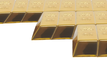 Stacked bars of gold bullion.Financial concept