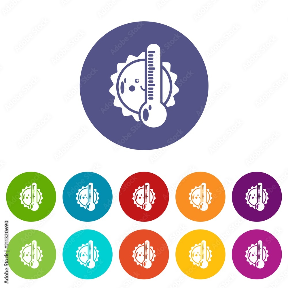 Poster summer icons color set vector for any web design on white background