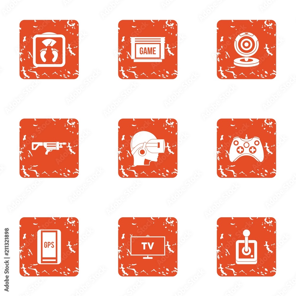 Aufkleber esport player icons set. grunge set of 9 esport player vector icons for web isolated on white backgr