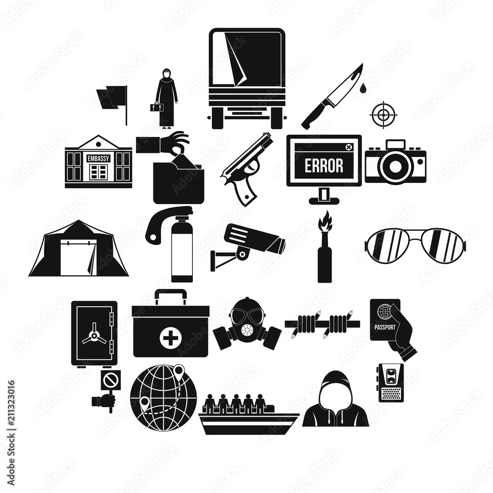 Poster gaffe icons set. simple set of 25 gaffe vector icons for web isolated on white background