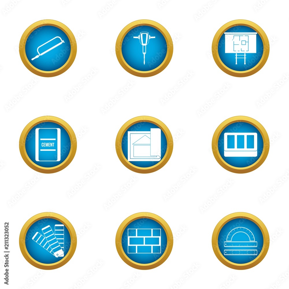 Poster edifice icons set. flat set of 9 edifice vector icons for web isolated on white background