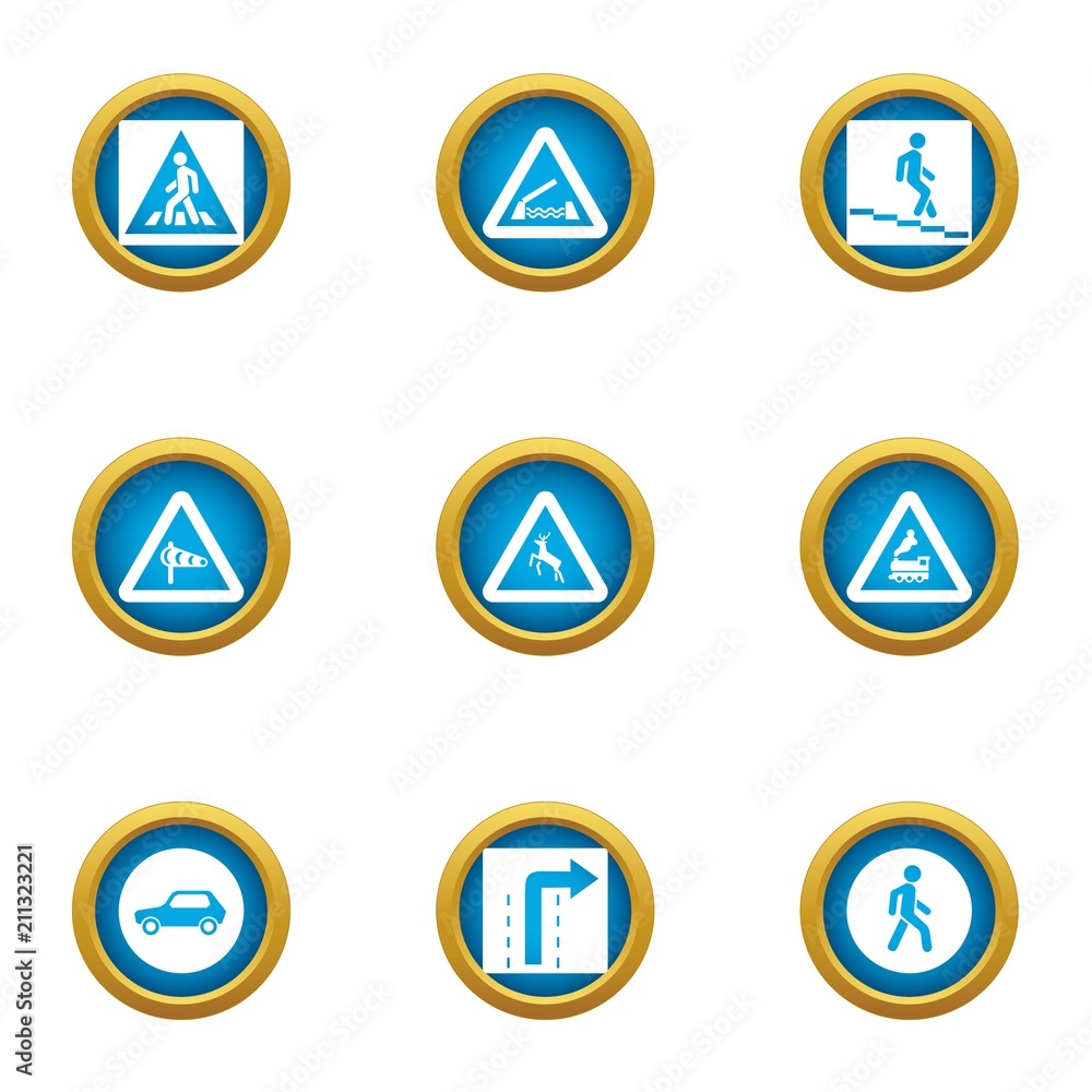 Poster passage icons set. flat set of 9 passage vector icons for web isolated on white background