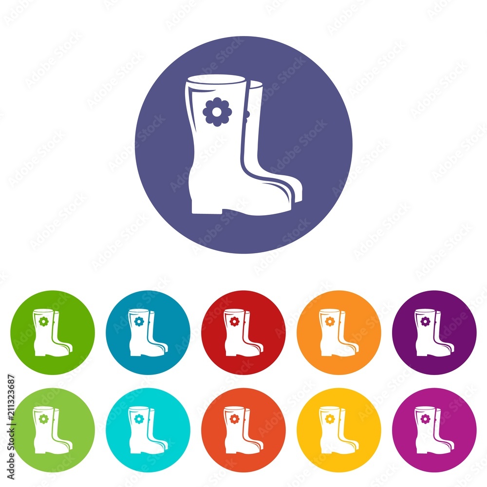 Aufkleber boots icons color set vector for any web design on white background