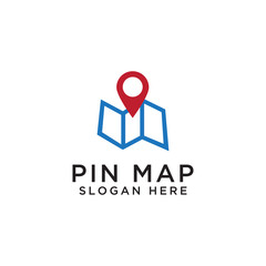 Pin map logo design template