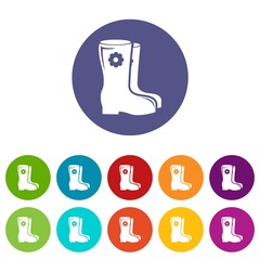 Boots icons color set vector for any web design on white background