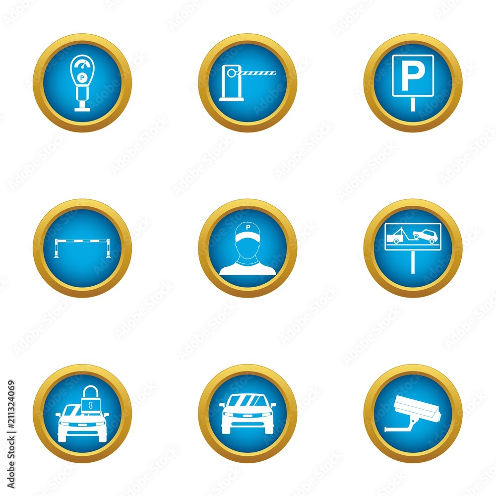 Poster carpark icons set. flat set of 9 carpark vector icons for web isolated on white background