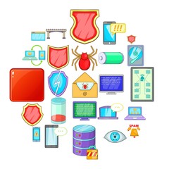 Abduction of data icons set. Cartoon set of 25 abduction of data vector icons for web isolated on white background