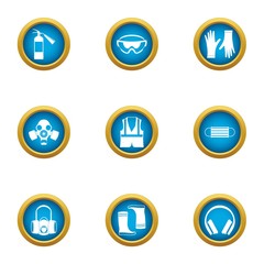 Safety icons set. Flat set of 9 safety vector icons for web isolated on white background
