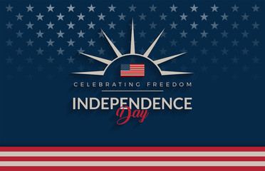 Independence Day USA blue background, vintage / retro feel. The United States flag, Independence Day lettering vector
