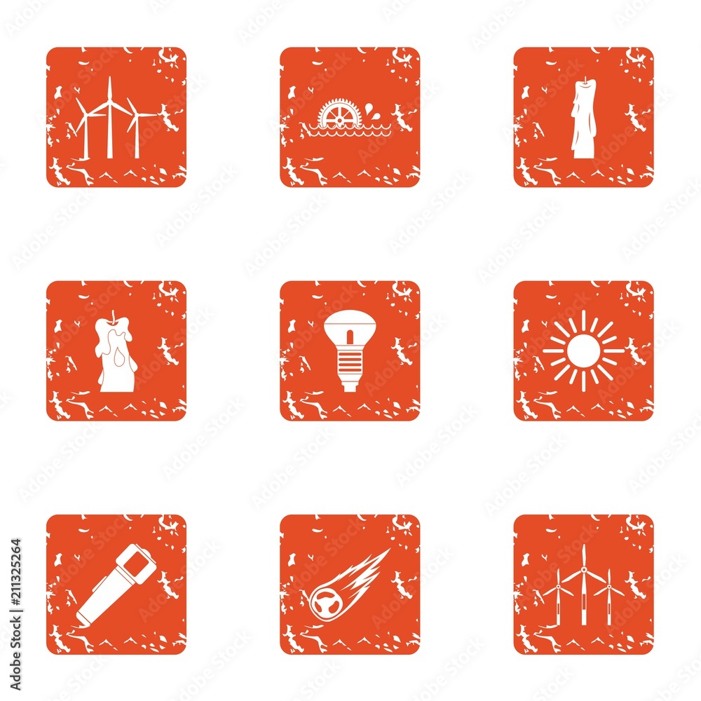 Aufkleber wind turbine icons set. grunge set of 9 wind turbine vector icons for web isolated on white backgrou