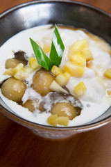 Traditional Indonesian sweets - Coconut milk with grass jelly