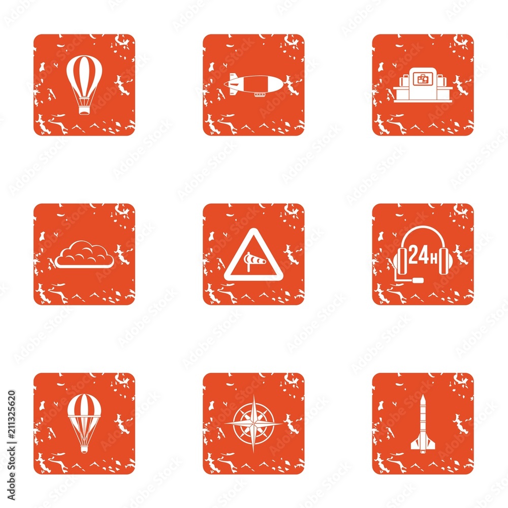 Poster statement icons set. grunge set of 9 statement vector icons for web isolated on white background
