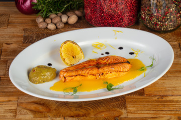 Delicious salmon stake