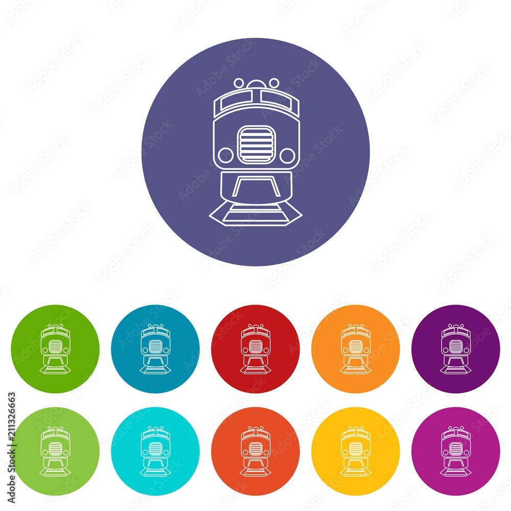 Poster train icons color set vector for any web design on white background