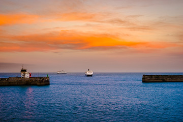 Fototapeta premium Vessel approaching port of Dover in England