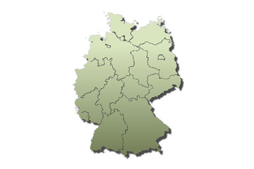 Mapa verde de Alemania.