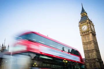 Foto op Plexiglas Big Ben and blurry red bus in motion  © Pawel Pajor