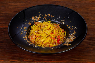 Spaghetti with crab meat