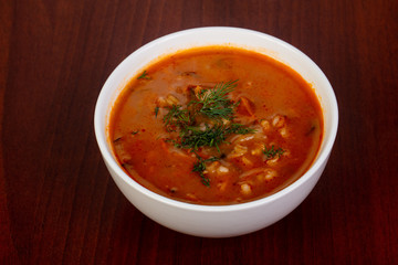 Russian traditional soup Rassolnik