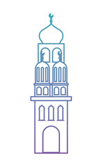 arabic castle tower with moon vector illustration design