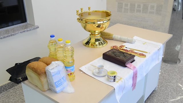 Church attributes for the consecration ceremony. Attributes of the priest.