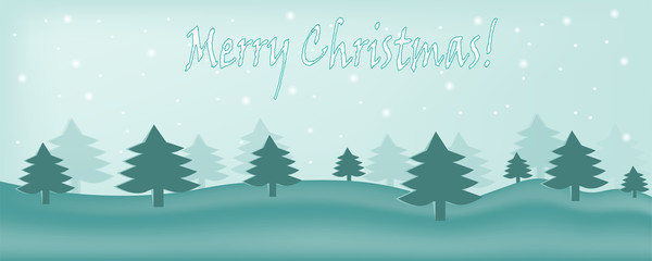 vector beautiful picture card with nature forest in winter