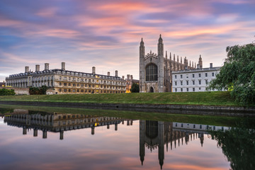 King chapel with beautiful sunrise sky  in Cambridge. England