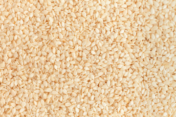 White sesame seeds isolated on white background