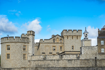 Fototapeta na wymiar Tower of London with blue sky in London, UK