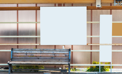 Stop at the railway station, Hanoke, Japan. Copy space for text. Frame for text.