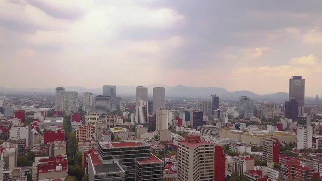 Mexico City Panoramic aerial view - cloudy day 