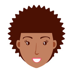 cartoon woman with afro hairstyle over white background, vector illustration