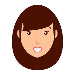 cartoon woman with long hair over white background, vector illustration