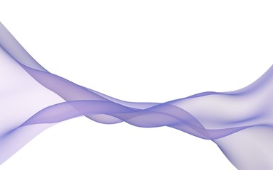 Abstract light purple wave. Bright light purple ribbon on white background. Purple scarf. Abstract light purple smoke. Raster air background. 3D illustration