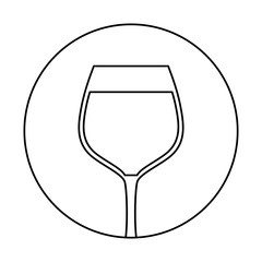 decorative circular frame with wine glass icon over white background, vector illustration