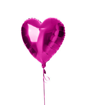 Pink purple heart balloon object for birthday party isolated on a white 