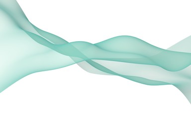 Abstract light green wave. Bright light green ribbon on white background. Light green scarf. Abstract light green smoke. Raster air background. 3D illustration