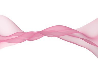 Abstract pink wave. Pink scarf. Bright pink ribbon on white background. Abstract pink smoke. Raster air background. 3D illustration