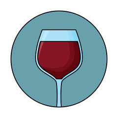 decorative circular frame with wine glass icon over white background, vector illustration