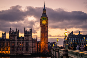 Fototapeta na wymiar Big Ben at sunset in London, England