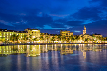 Split with Diocletian Palace and St Domnius Cathedral at blue. Croatia