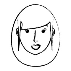 cartoon woman with long hair over white background, vector illustration