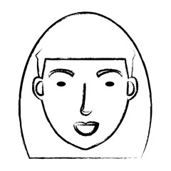 cartoon woman with long hair over white background, vector illustration