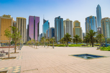 Fototapeta na wymiar Panorama of modern skyscrapers in Abu Dhabi, United Emirates 