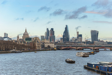 Fototapeta na wymiar London skyline with skyscrapers in financial district