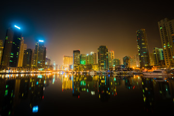 Dubai marina at night, UAE