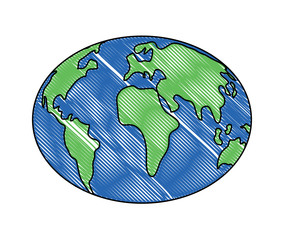 earth planet globe icon over white background, vector illustration
