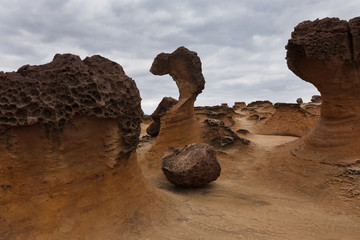 Fototapeta na wymiar Yehliu Geopark in Taiwan - Natural Rock Formations
