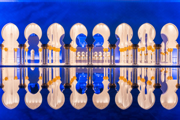 Sheikh Zayed Mosque in Abu Dhabi with reflections
